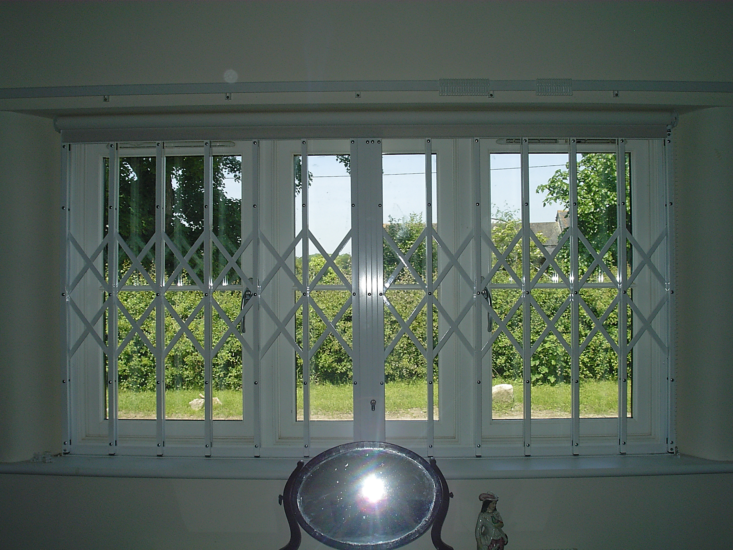 White Large Interior Window Security Grille