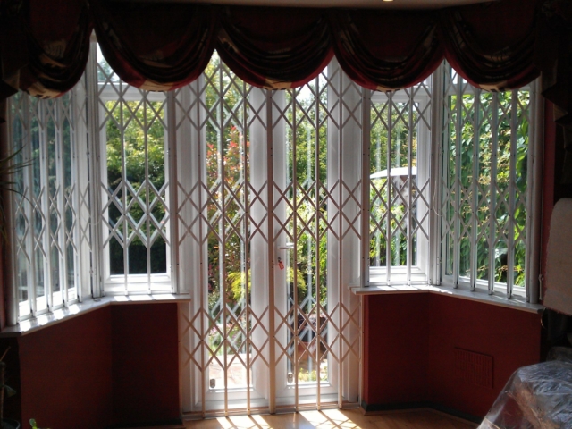 Bay window security grilles in living room