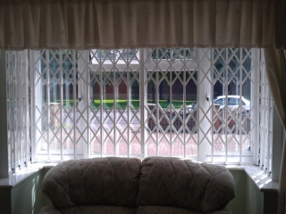 Security grilles on bay window