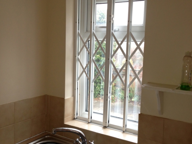 Window security grills in kitchen