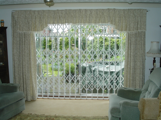 Internal security grilles for wide patio door