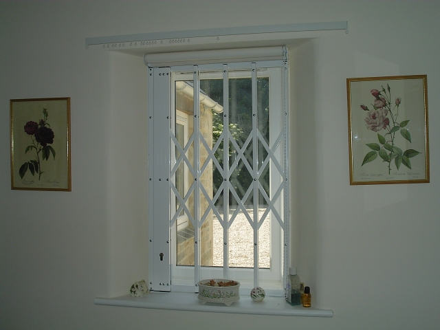 Window security grilles in room