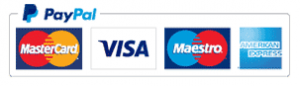 Paypal, Visa, Mastercard, Maestro, American Express