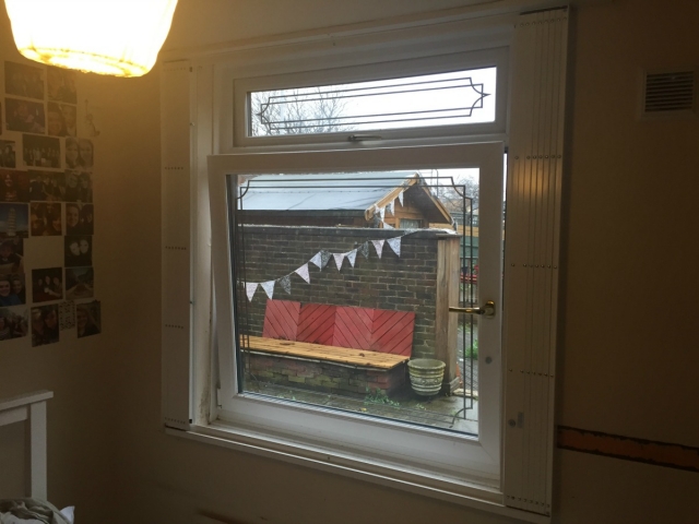 Face fix security grilles neatly collapsed on bedroom window